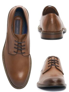 Men's Tan Leather Derby Shoes - Sleek Dress Oxfords size 10